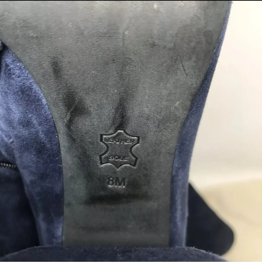 Tory Burch Addison Blue Suede Tall Boots Womens size 8M Royal Navy #44914 Zip Up - Picture 12 of 14